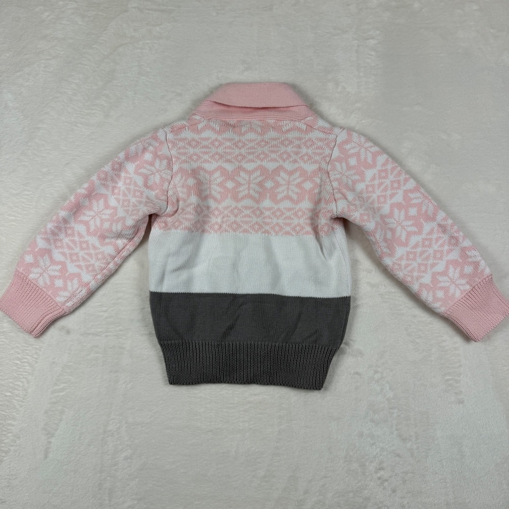 NWT Monica + Andy Organic Cotton Knit Cardigan Pink Gray White Girls 2T - Picture 5 of 5
